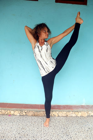 organic black & white ballet top yoga wear